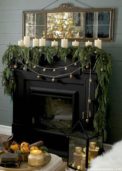 Christmas-mantel-candles-hymns-and-verses