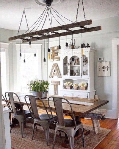 ladder-above-dining-room-table