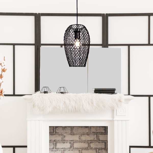 caged-pendant-lighting-over-fireplace